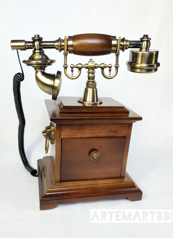 Antique design wooden active telephone set