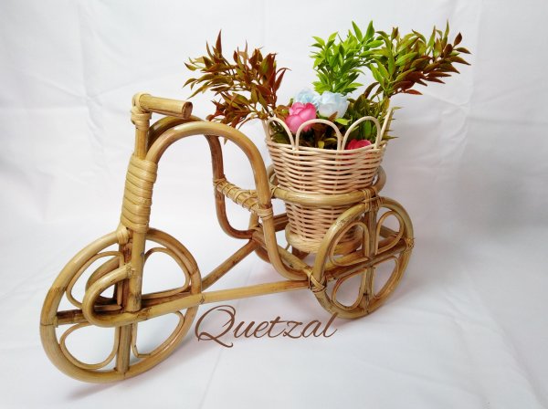 Cane Rickshaw Flower Vase